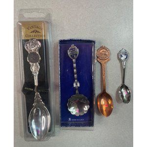 Vintage Lot of 4 Nevada Souvenir Spoons Lake Tahoe Las Vegas State Seal